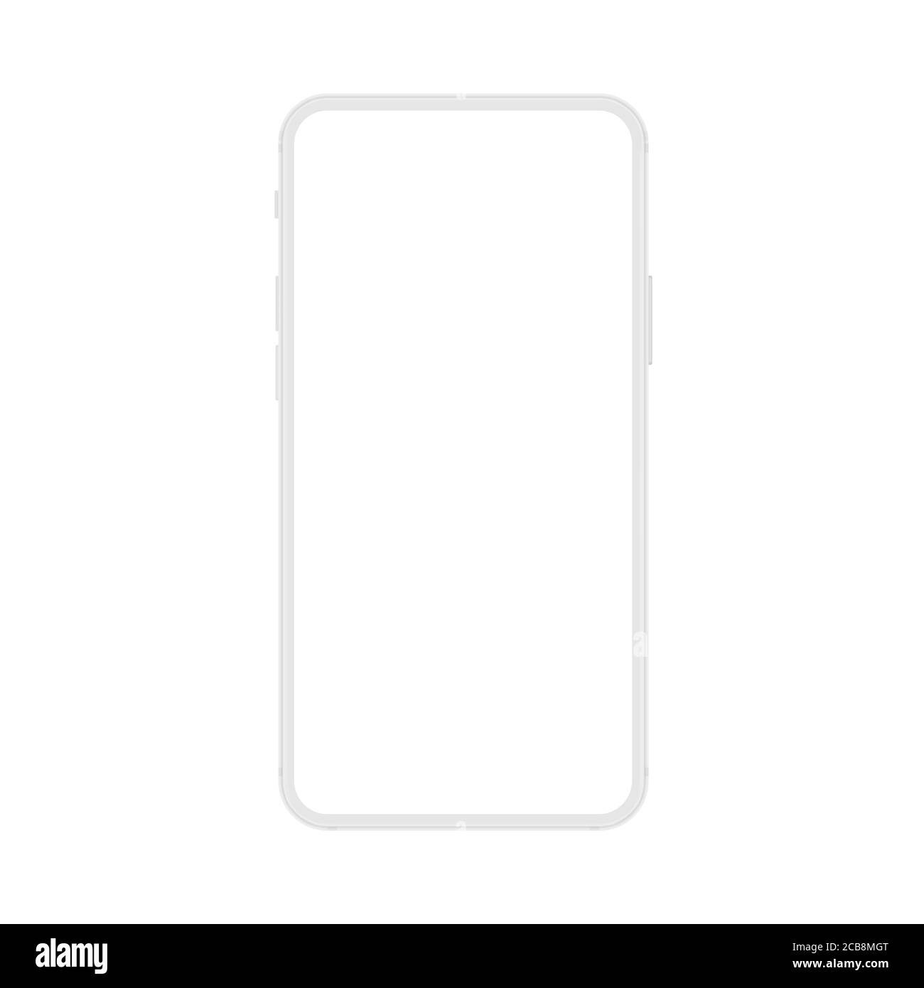 New version of soft white frameless display modern smatphone. Cell phone smart phone realistic mockup vector illustration Stock Vector