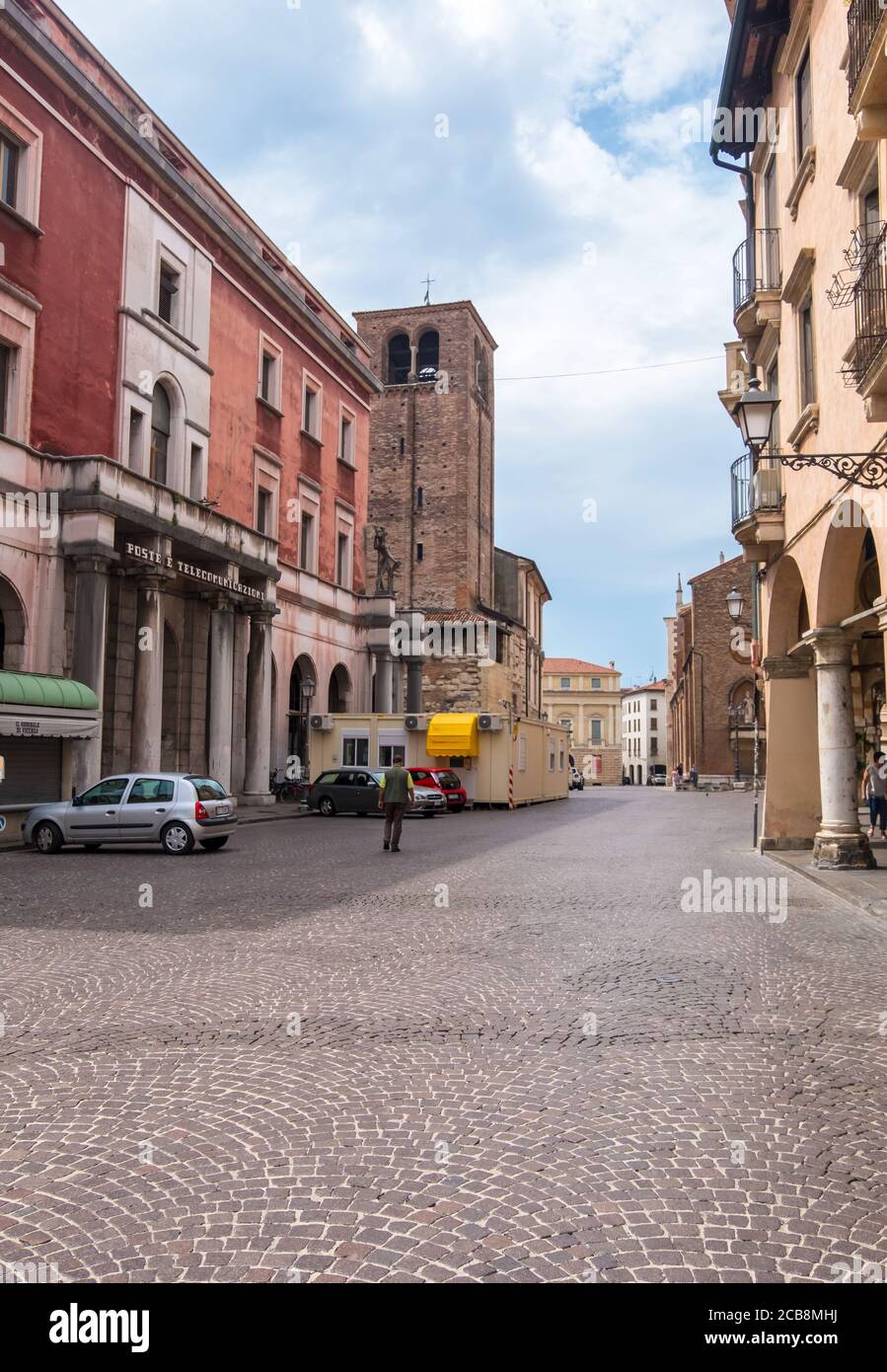 Vicenza, Italy - August 12, 2019: Piazza delle Poste or street Contra Garibaldi with the Main Post office building in the historic centre of Vicenza Stock Photo