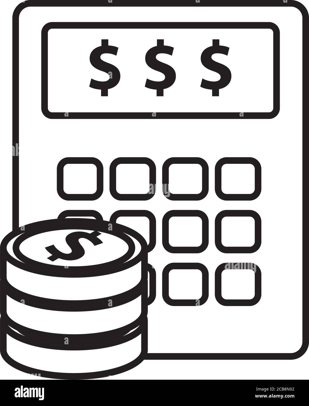 calculator math with coins money line style icon vector illustration ...