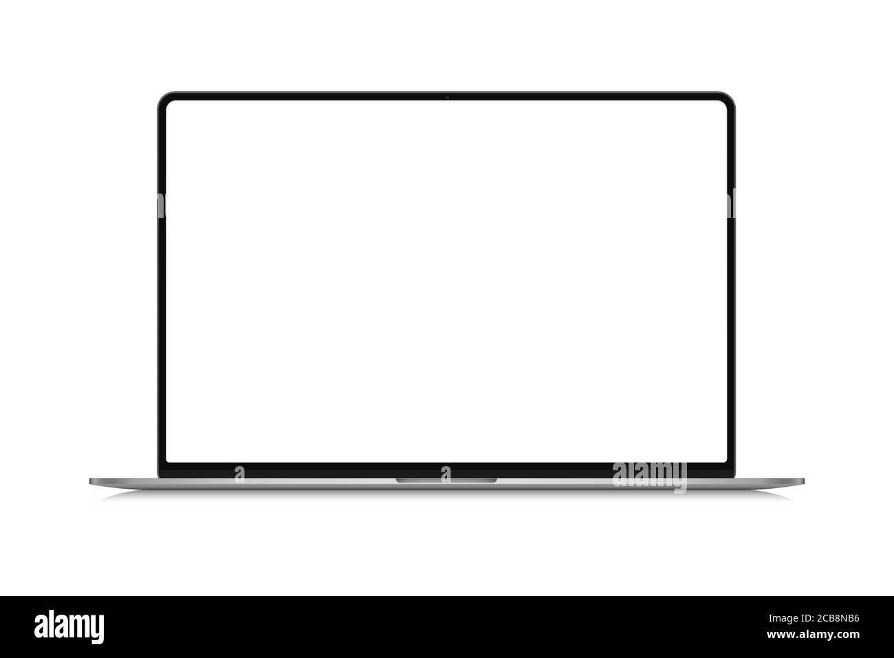 Modern thin frame realistic laptop, notebook or ultrabook mockup for inserting any UI interface advertisment or business presentation isolated vector illustration Stock Vector