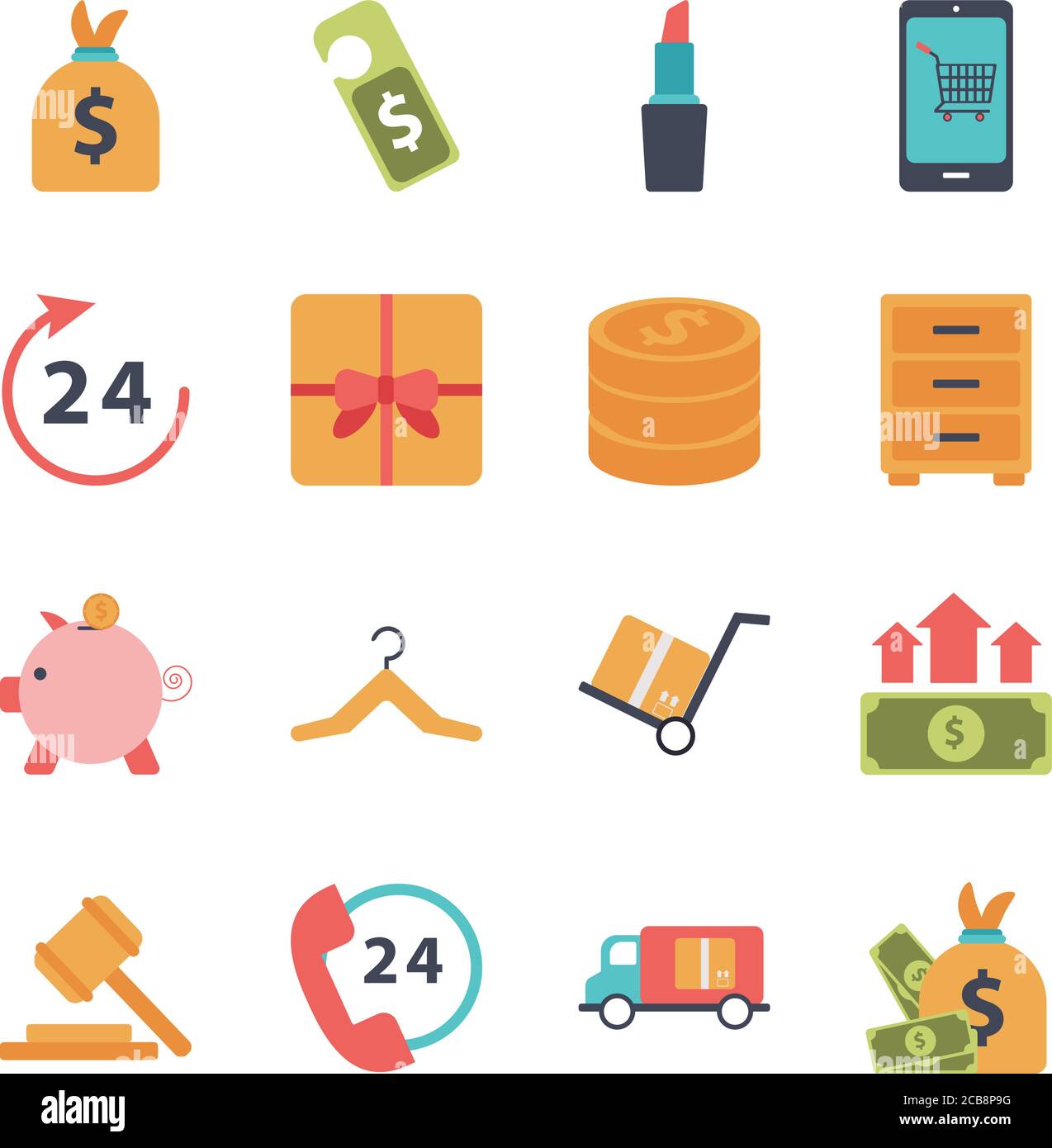 bundle of sixteen shopping set icons vector illustration design Stock ...