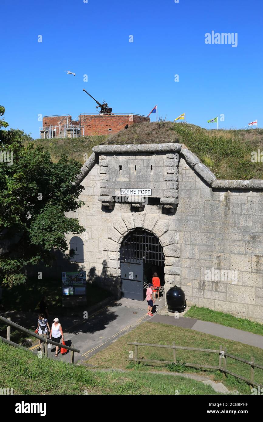 Nothe Fort in Weymouth, at the end of the Nothe Peninsular, steeped in history and with stunning views of the Jurassic coast, Dorset, UK Stock Photo