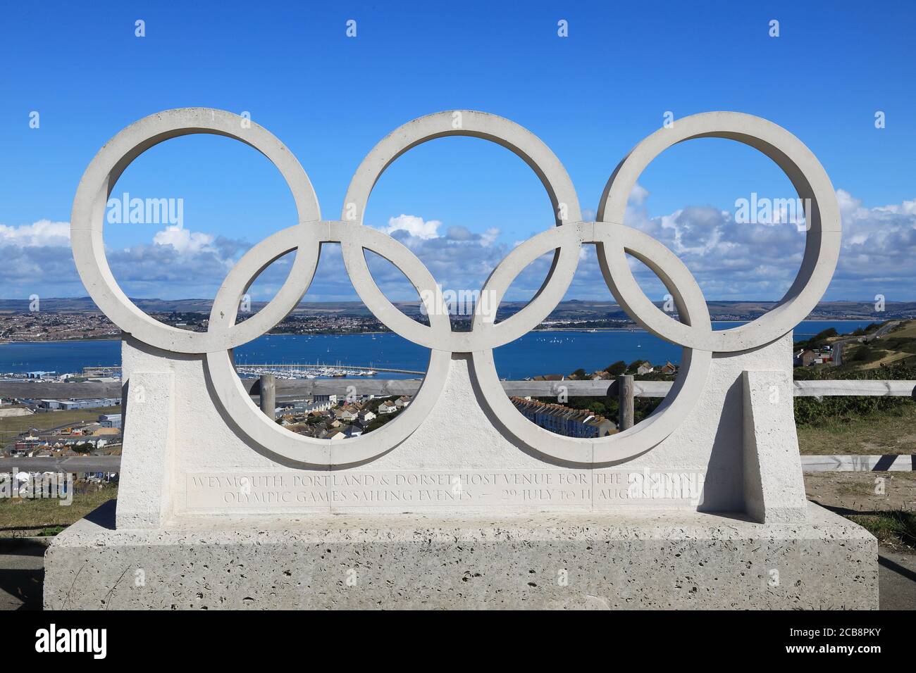 The Olympic Rings Stone Sculpture on the Isle of Portland to celebrate