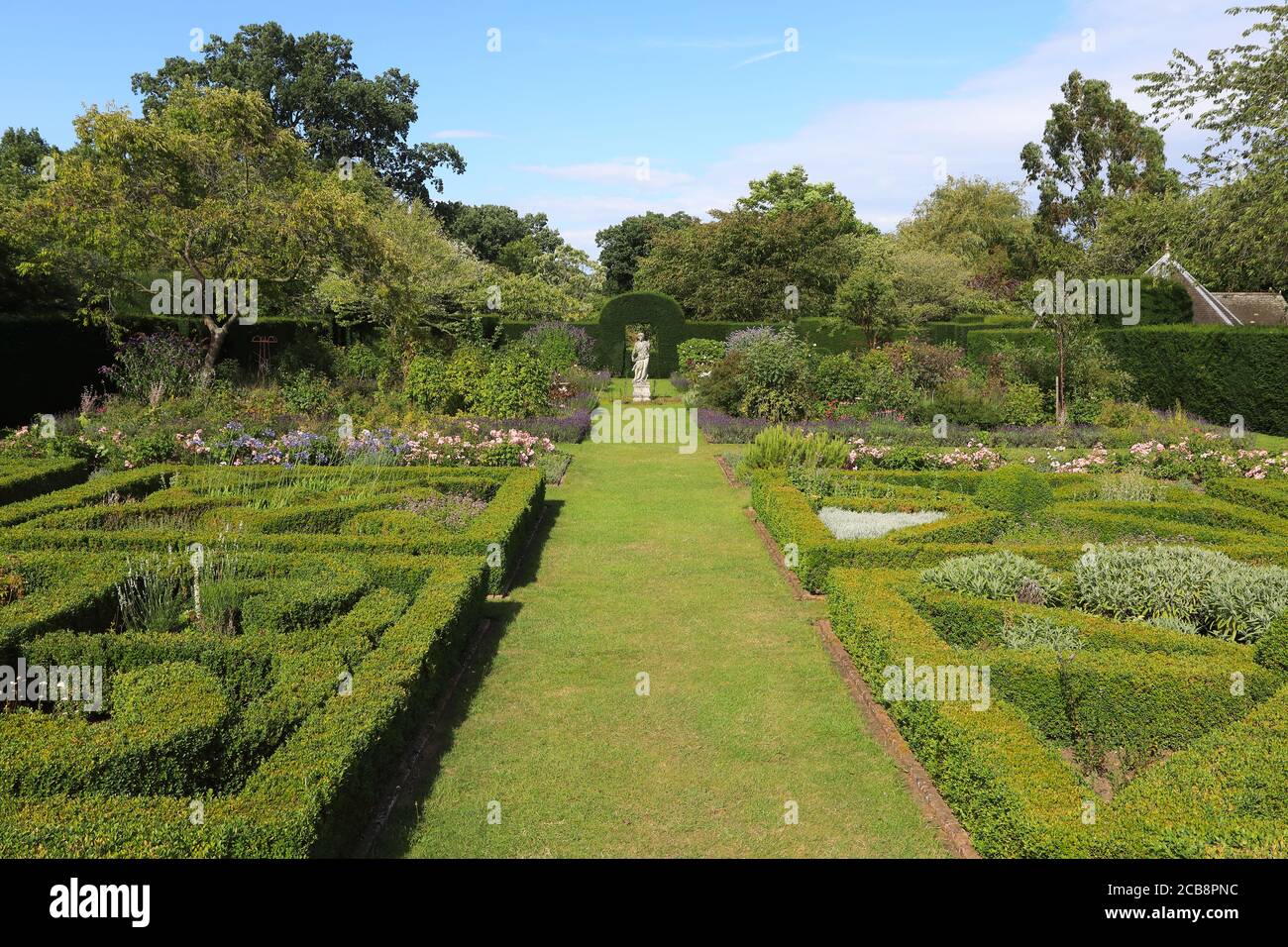 The Knot Garden at Helmingham Hall, in Suffolk, East Anglia, UK Stock Photo