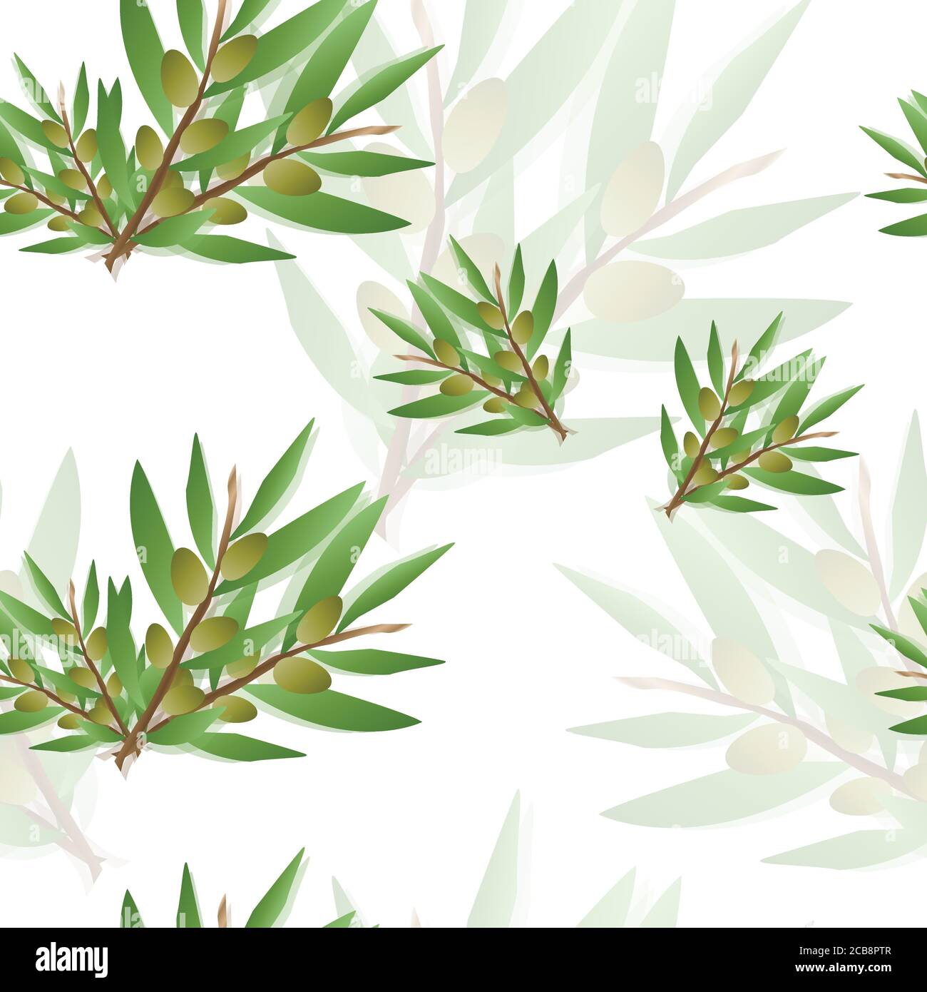 floral seamless pattern with olive tree vector illustration Stock ...