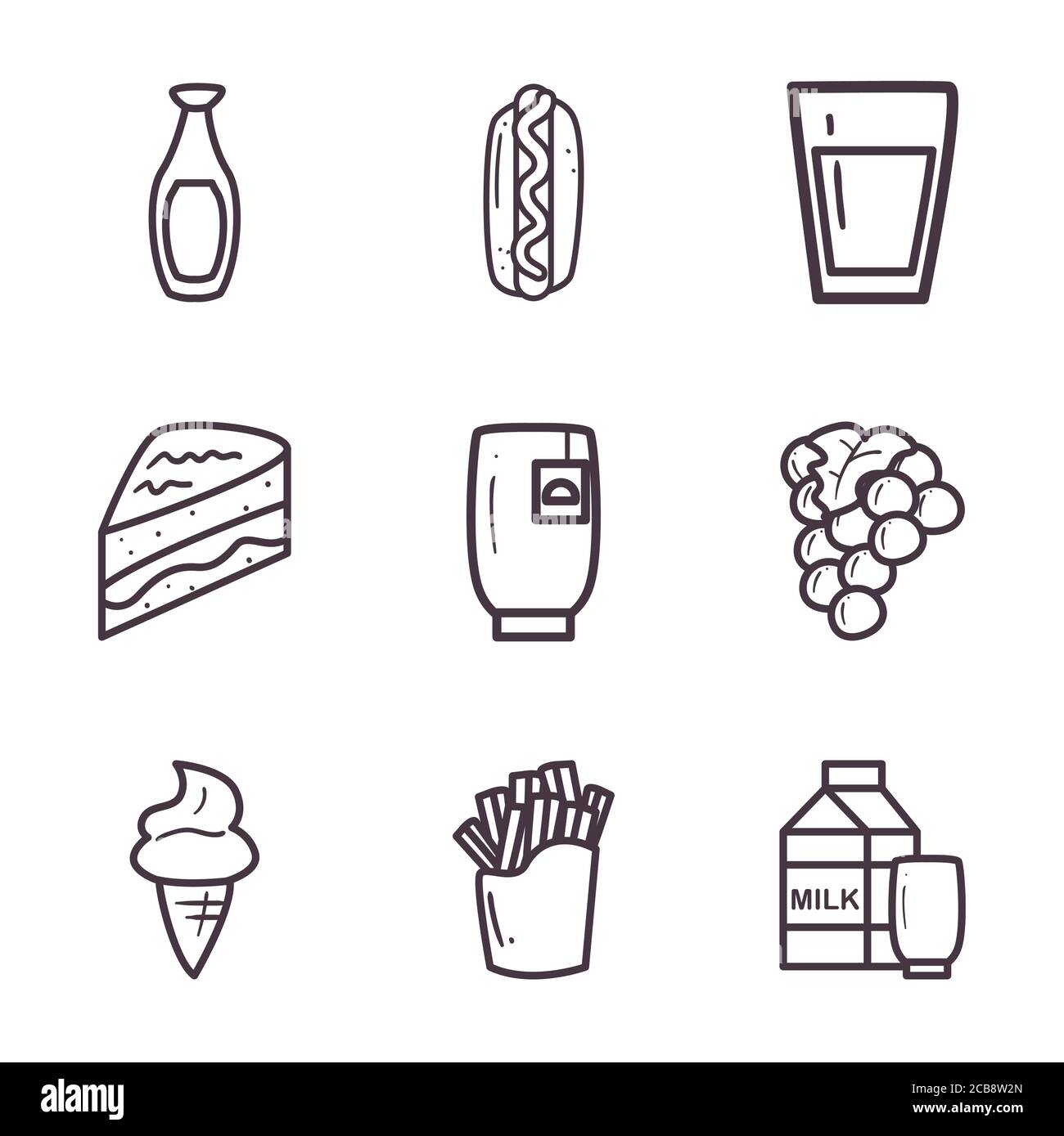 food line style icon set design, eat restaurant and menu theme Vector ...