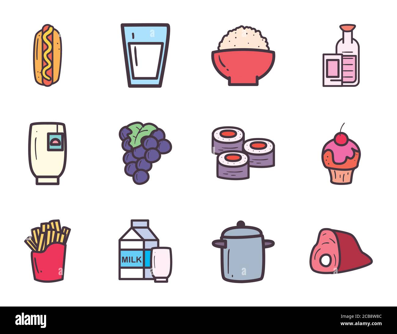 food line and fill style set icons design, eat restaurant and menu ...