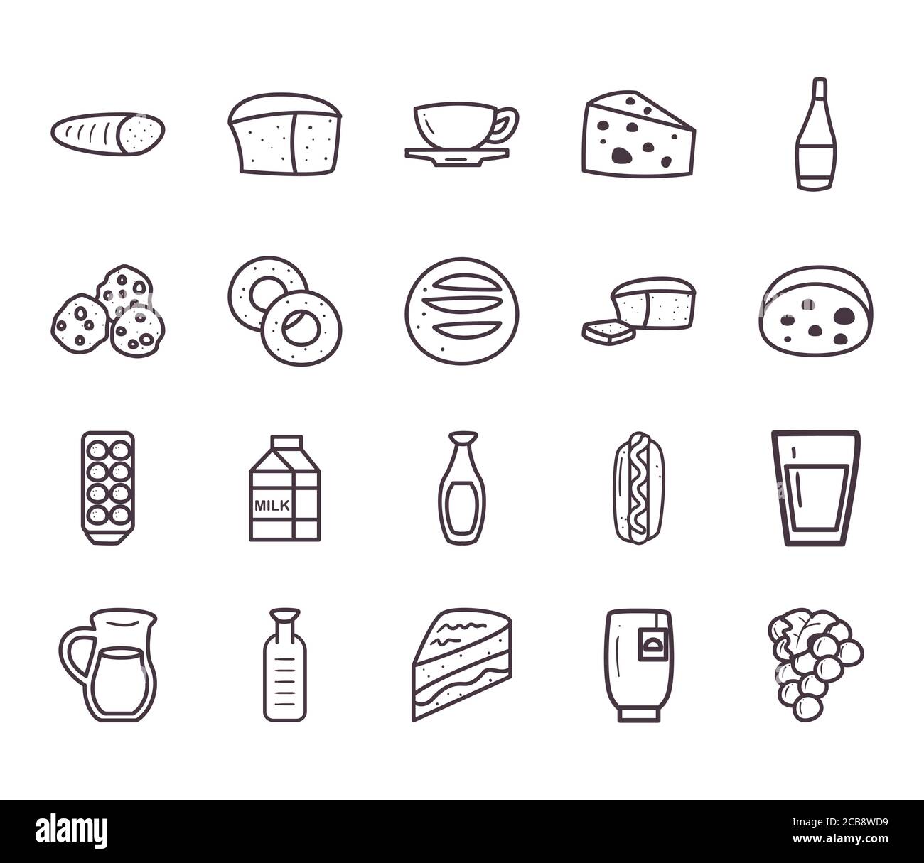 food line style bundle of icons design, eat restaurant and menu theme ...