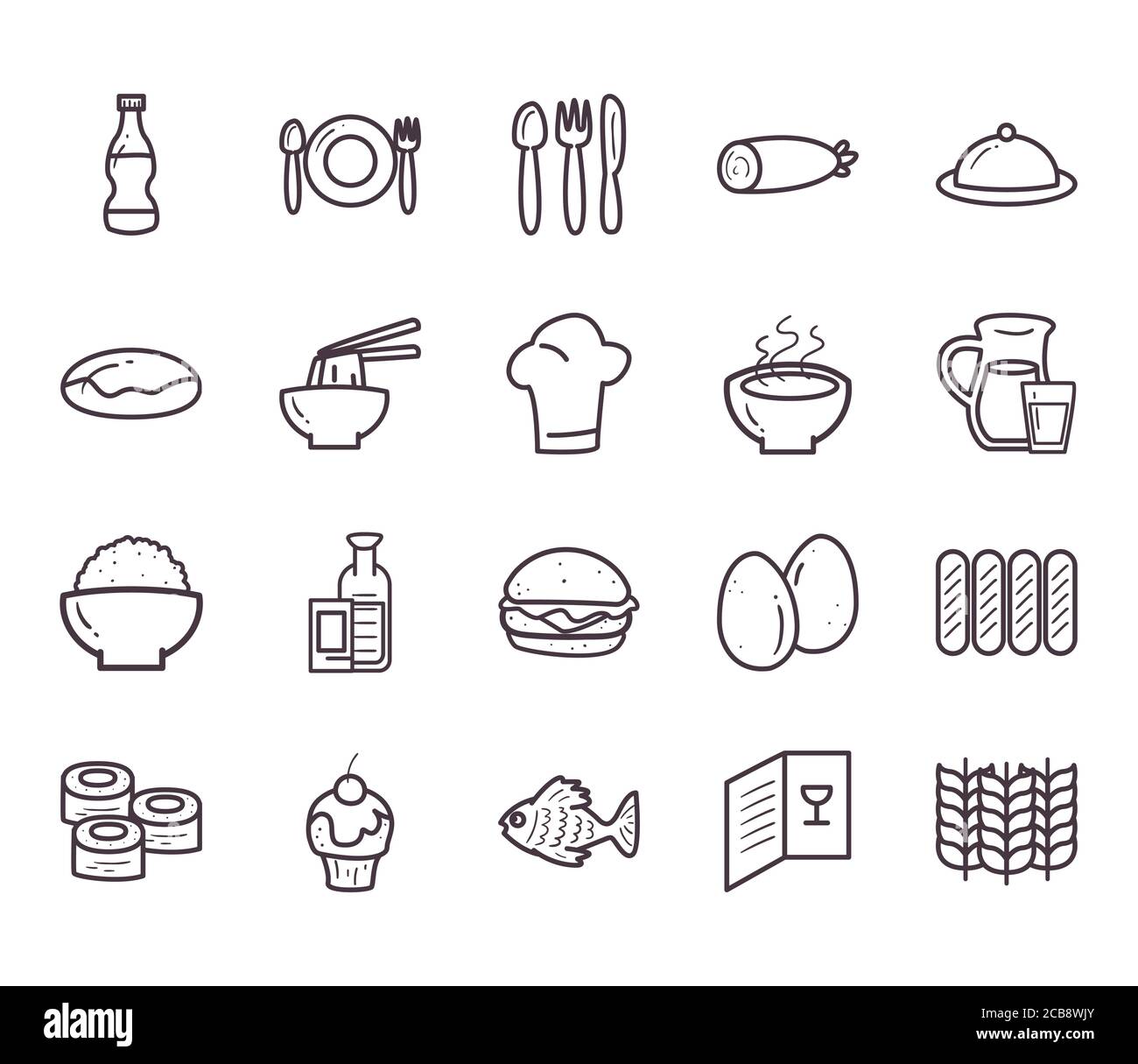 food line style icons bundle design, eat restaurant and menu theme ...