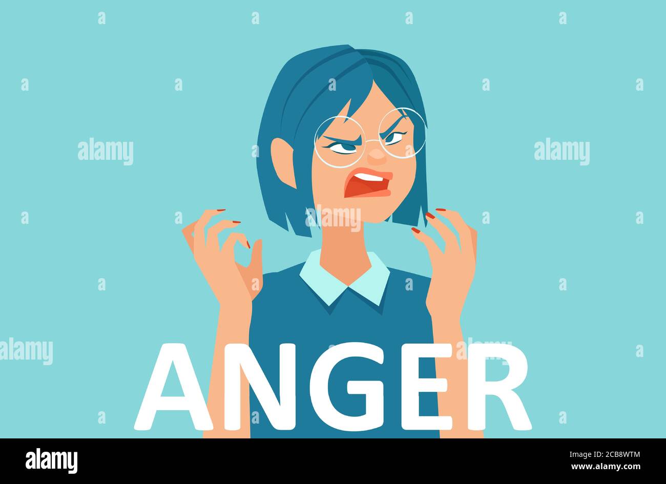 Vector of an angry young woman feeling frustrated Stock Vector