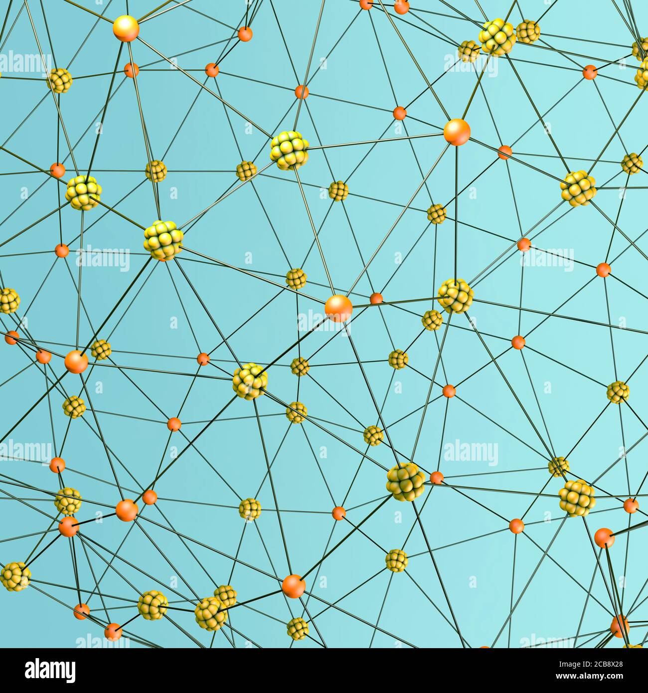 Hundreds of points connected to each other with lines - 3d illustration ...