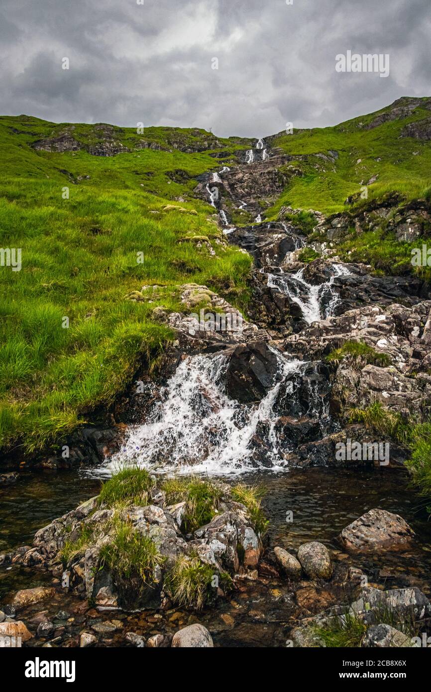 Picturesque waterfall in the Scottish Highlands in summer. Stock Photo