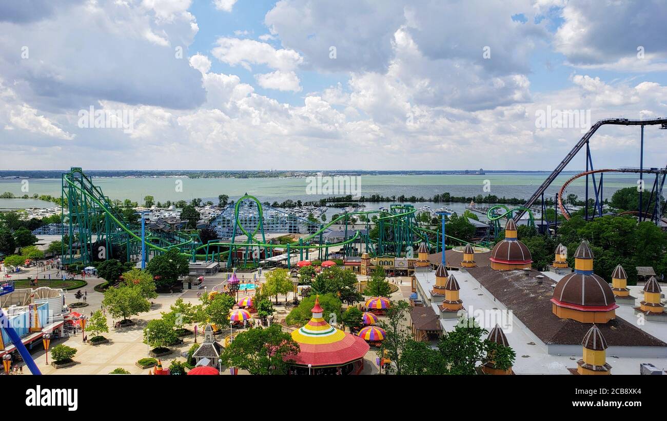 Cedar Point Amusement Park was originally built in 1870 and has been one of the top amusement parks in the world with 72 rides. Stock Photo