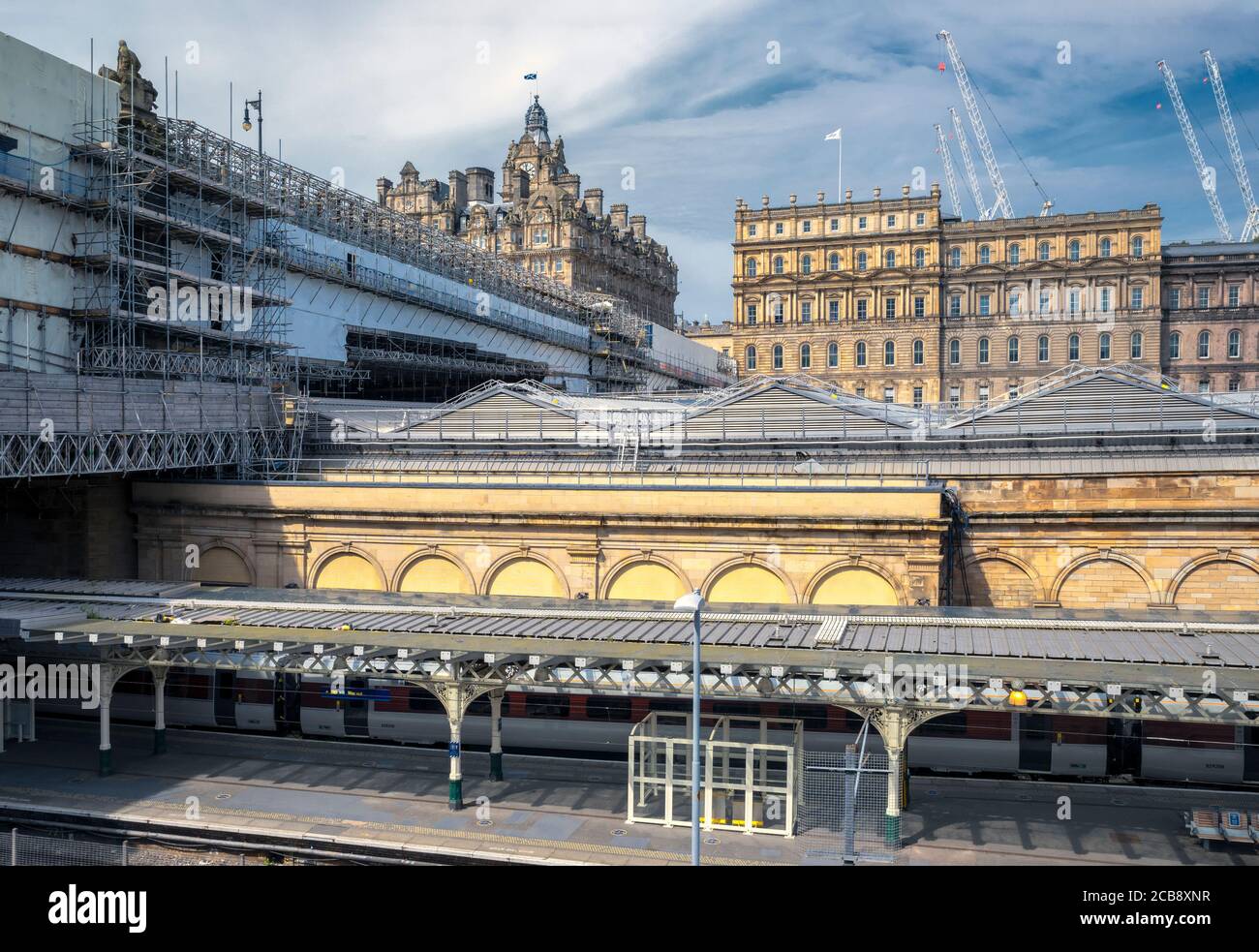 Waverley Station, North Bridge and the Balmoral Hotel, Edinburgh, Scotland, UK. Stock Photo