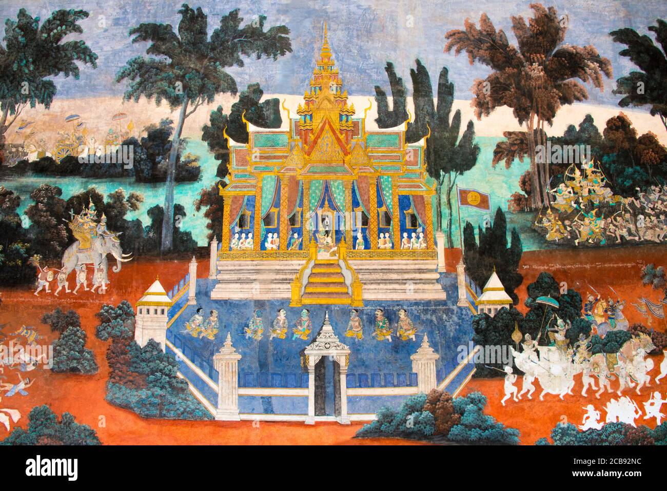 Phnom Penh, Cambodia Wall painting at Royal Palace of Cambodia in