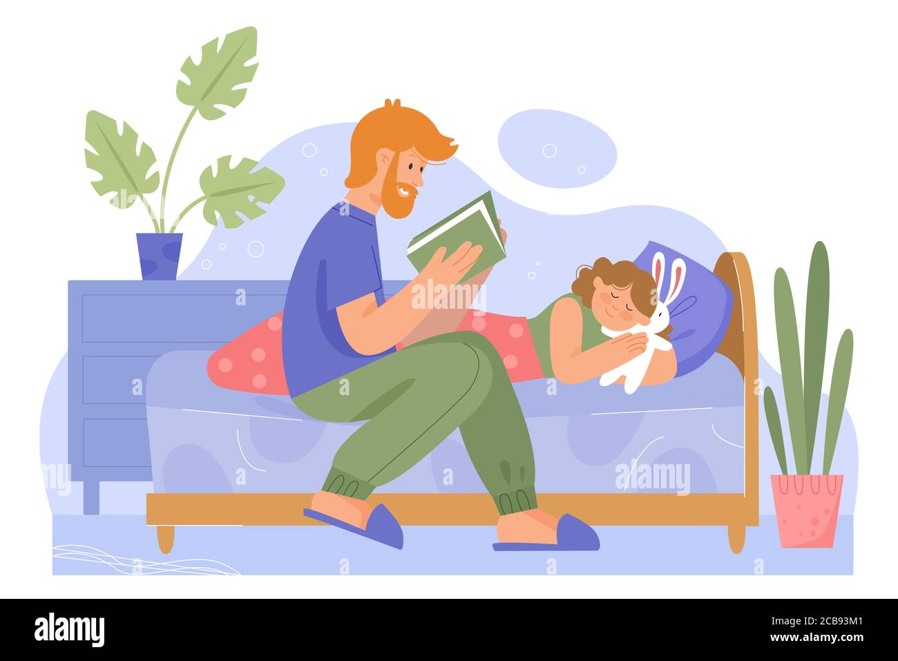 Father With Daughter Family Time Vector Illustration Cartoon Dad Character Reading Bedtime Fairytale Story Book To Father With Daughter Family Time Vector Illustration Cartoon Dad Character Reading Bedtime Fairytale Story Book To