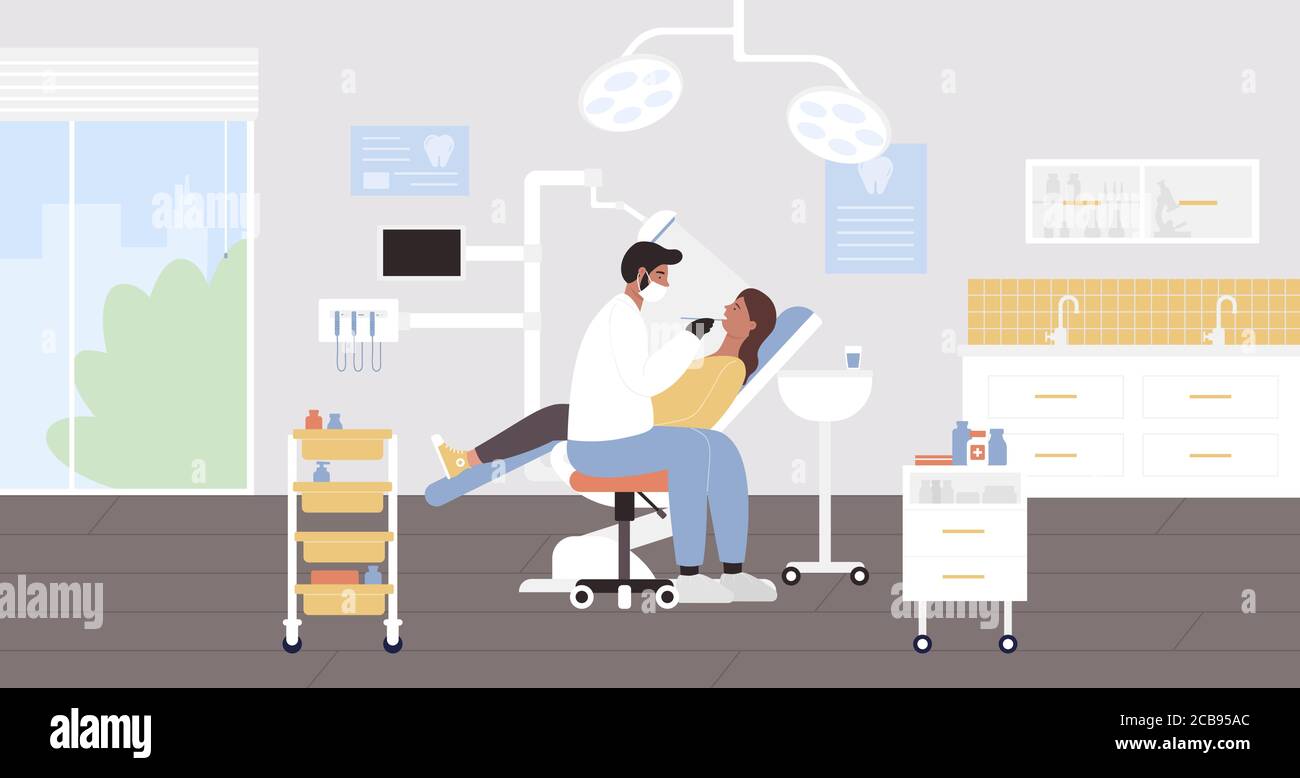 Dentist and nurse examining patient Stock Vector Images Alamy
