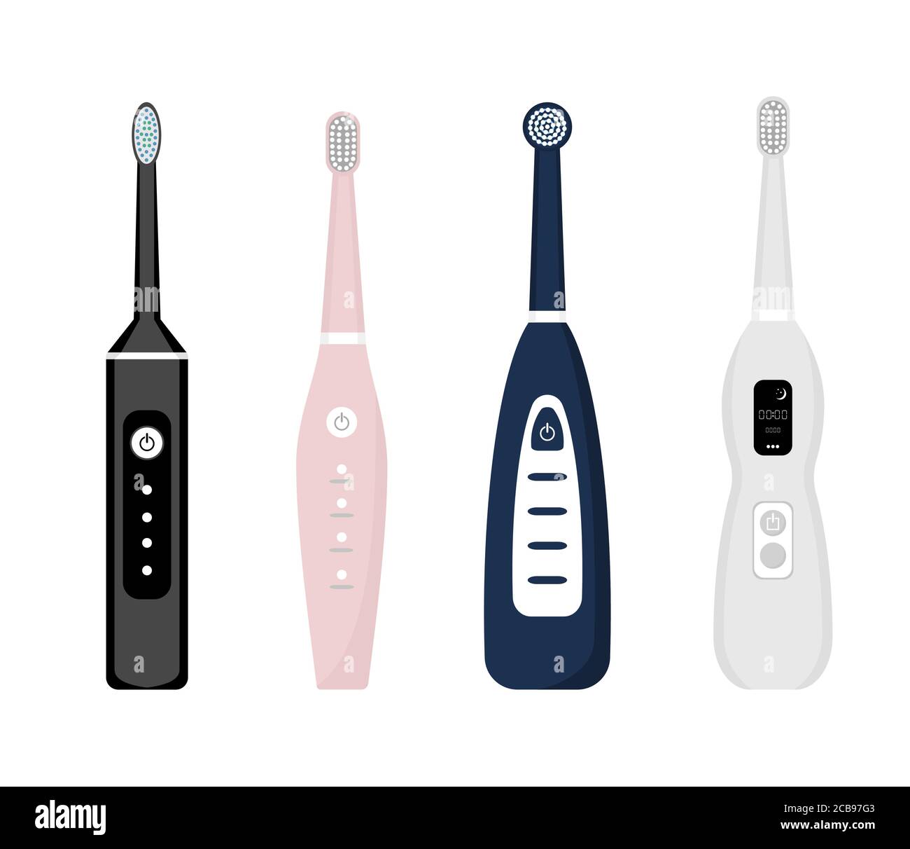 Set of electric toothbrush icons isolated on white background. Element ...
