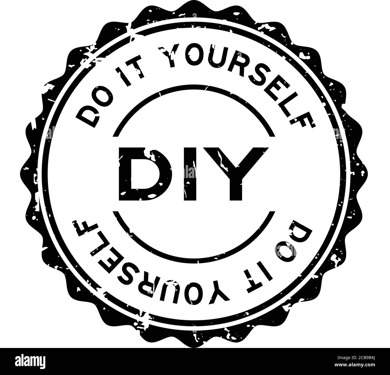 Grunge black DIY word (Abbreviation of Do it yourself) word round rubber seal stamp on white background Stock Vector