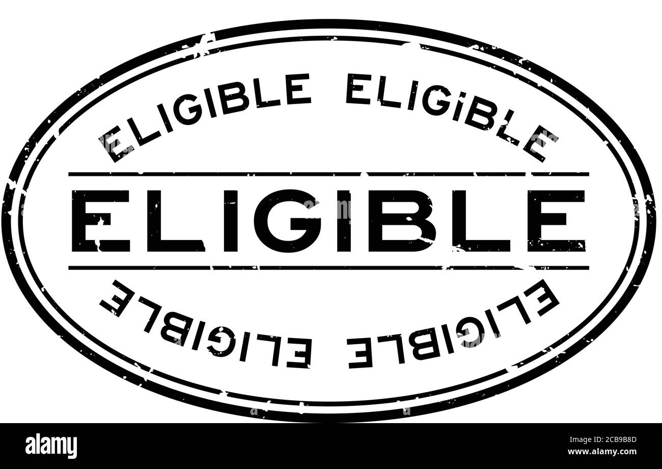 Grunge black eligible word oval rubber seal stamp on white background ...