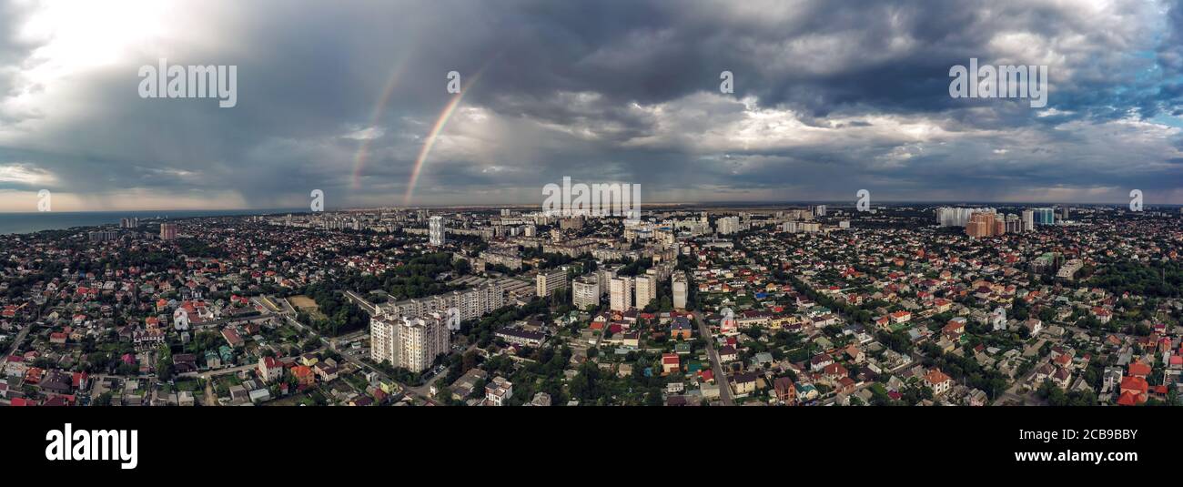 aerial panorama of the morning city- Odessa, Ukraine Stock Photo
