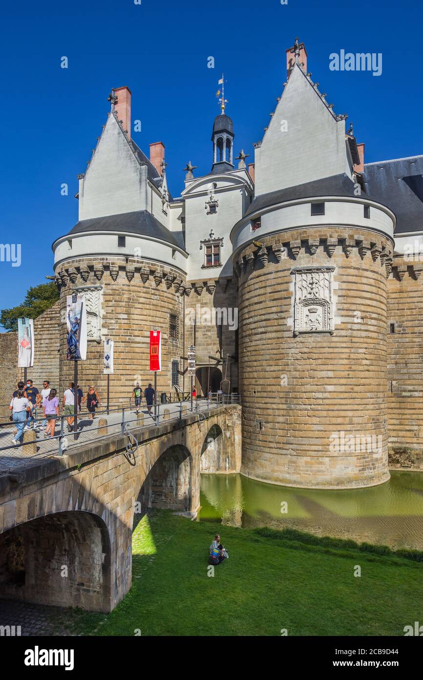 'Chateau des ducs de Bretagne' (Castle of the Dukes of Brittany) in central Nantes, Loire-Atlantique, France. Stock Photo