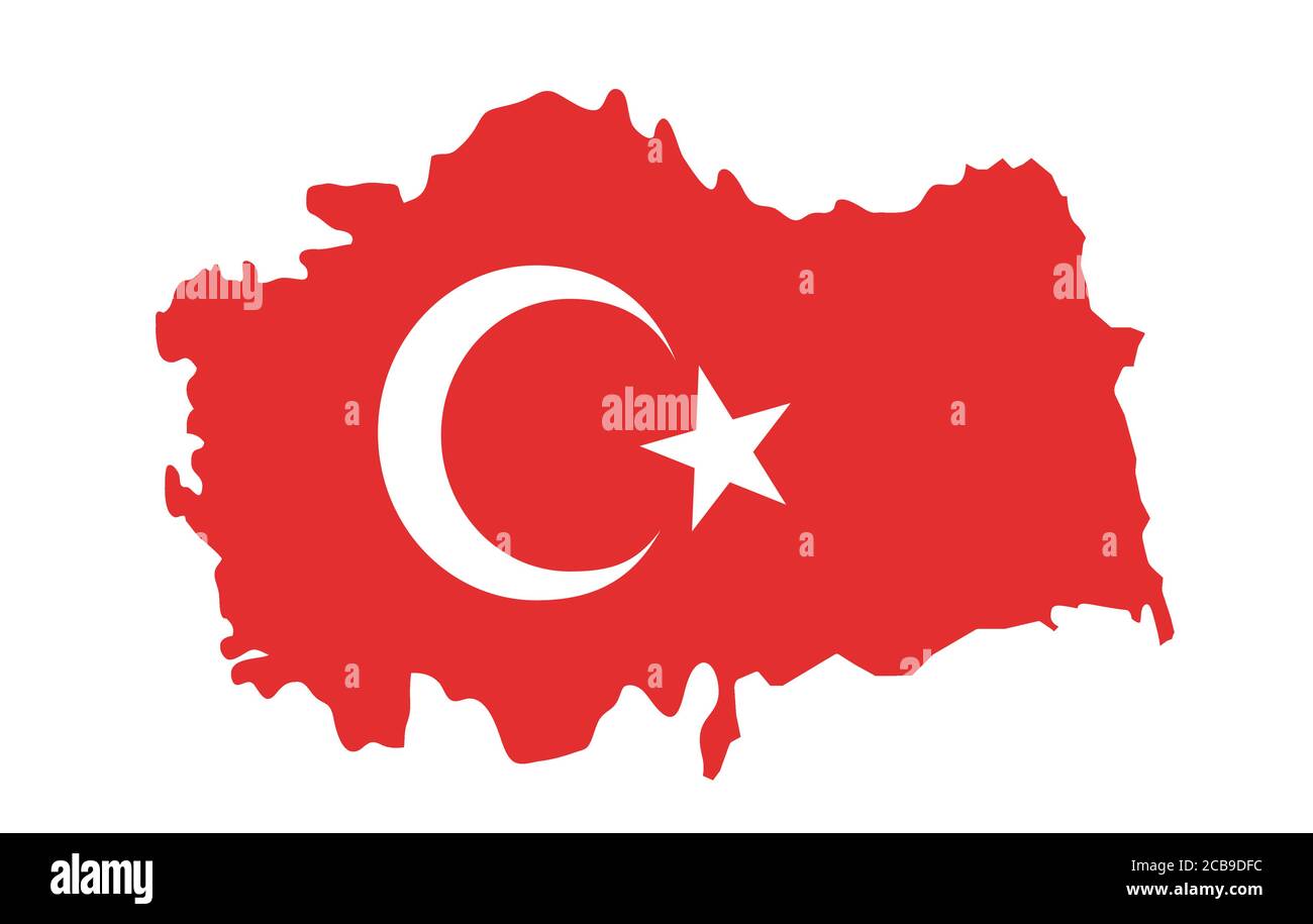 Turkey flag button on white Stock Vector
