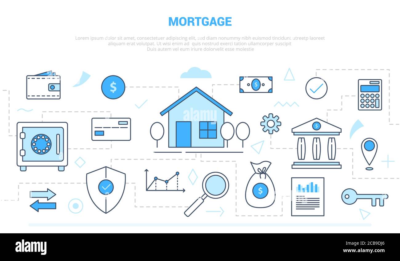 mortgage concept with icon set collection like house and finance money ...