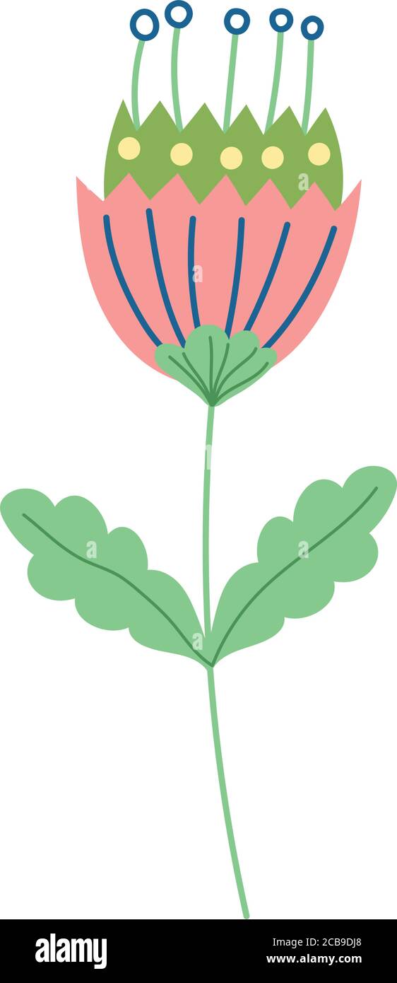 flower stem leaves decoration natural isolated icon design vector ...