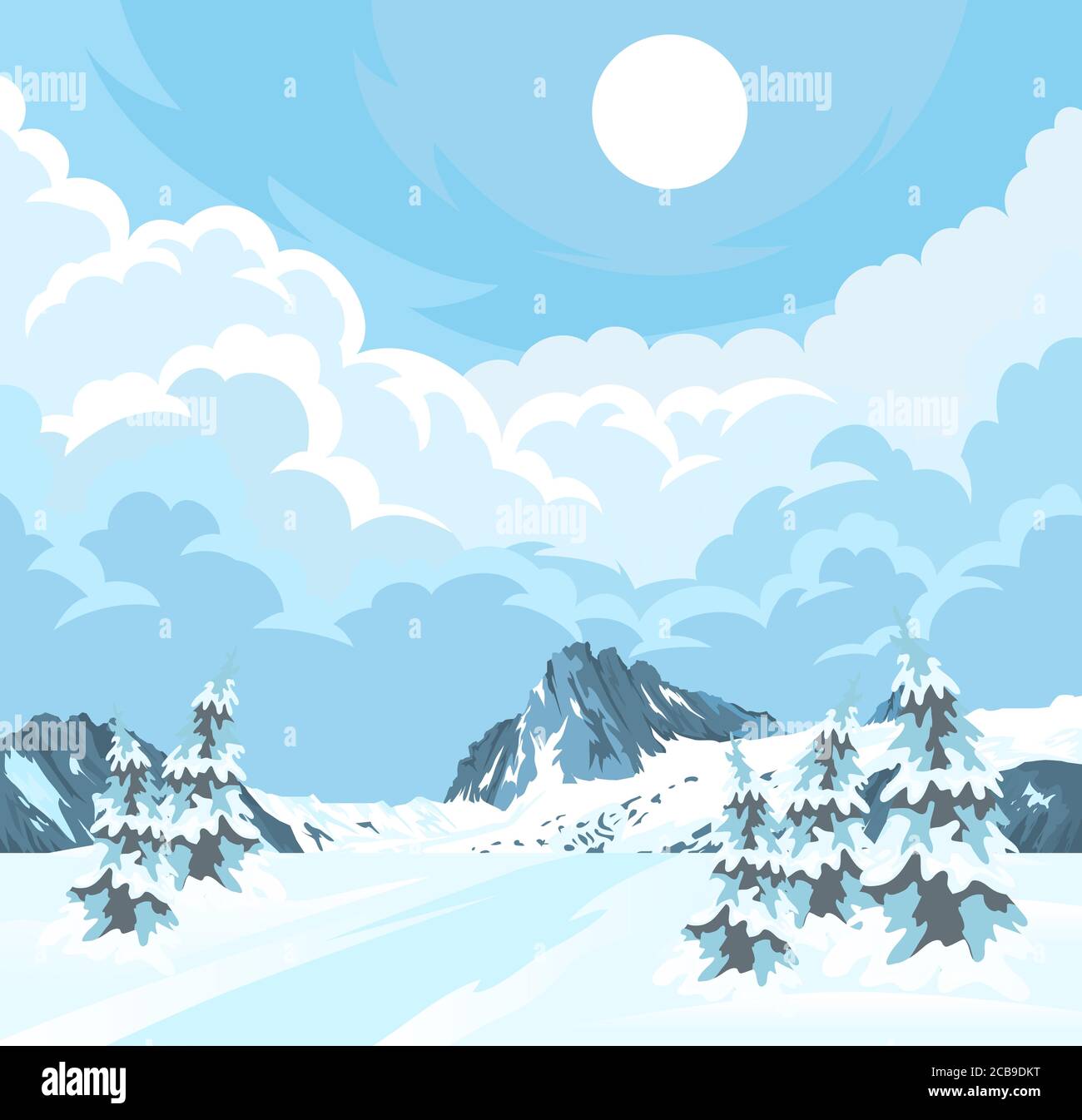 Siberia landscape winter mountains Stock Vector Images - Alamy