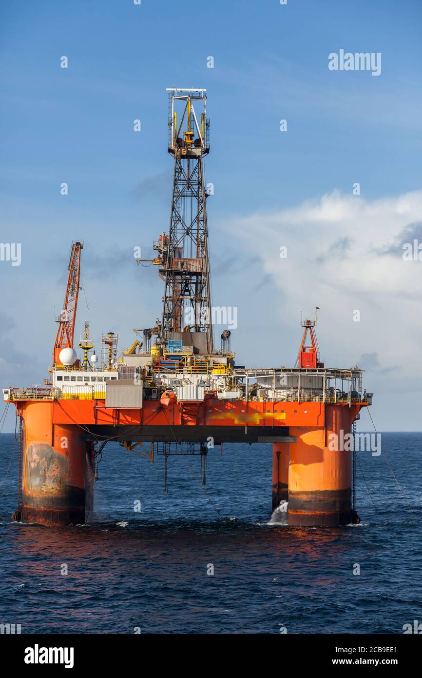 NORTH SEA NORWAY - 2015 MAY 17. The semi-submersible drilling rig Transocean Winner in the North Sea Stock Photo