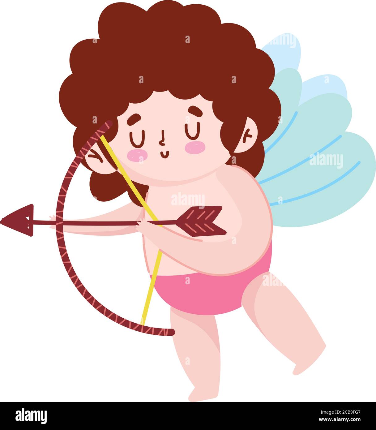 cartoon cute cupid with arrow and bow romantic isolated icon design vector illustration Stock Vector