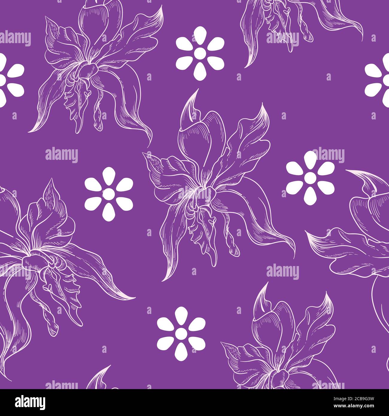 Seamless retro vector pattern from abstract flowers. Stock Vector
