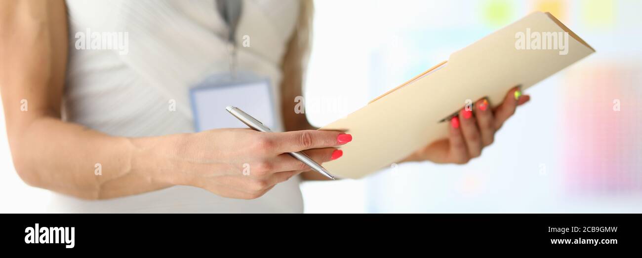 Worker wearing name tag Stock Photo Alamy
