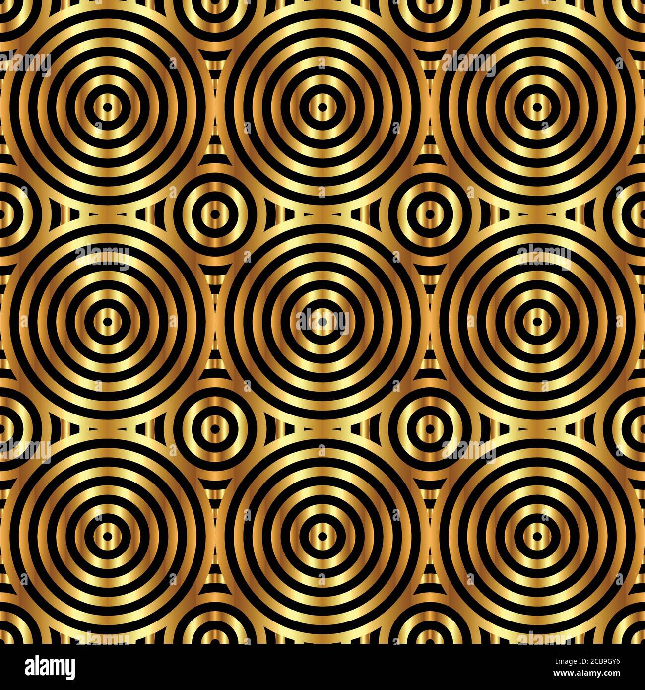 Vector abstract seamless background with golden luxury round elements on a dark background Stock Vector