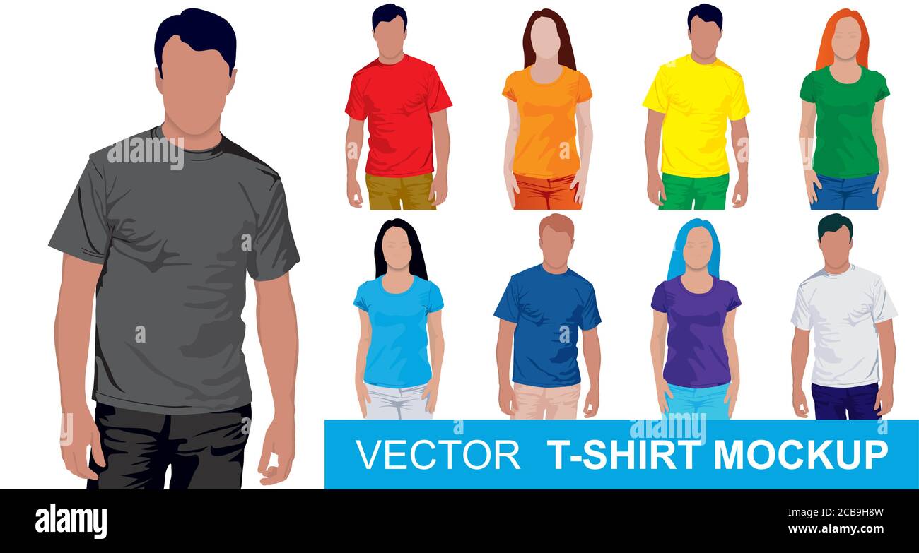 Download Round Neck T Shirts Templates Set Of Colored Shirt Mockup In Front View Big T Shirt Templates Collection Of Different Colors Vector Illustration Stock Vector Image Art Alamy