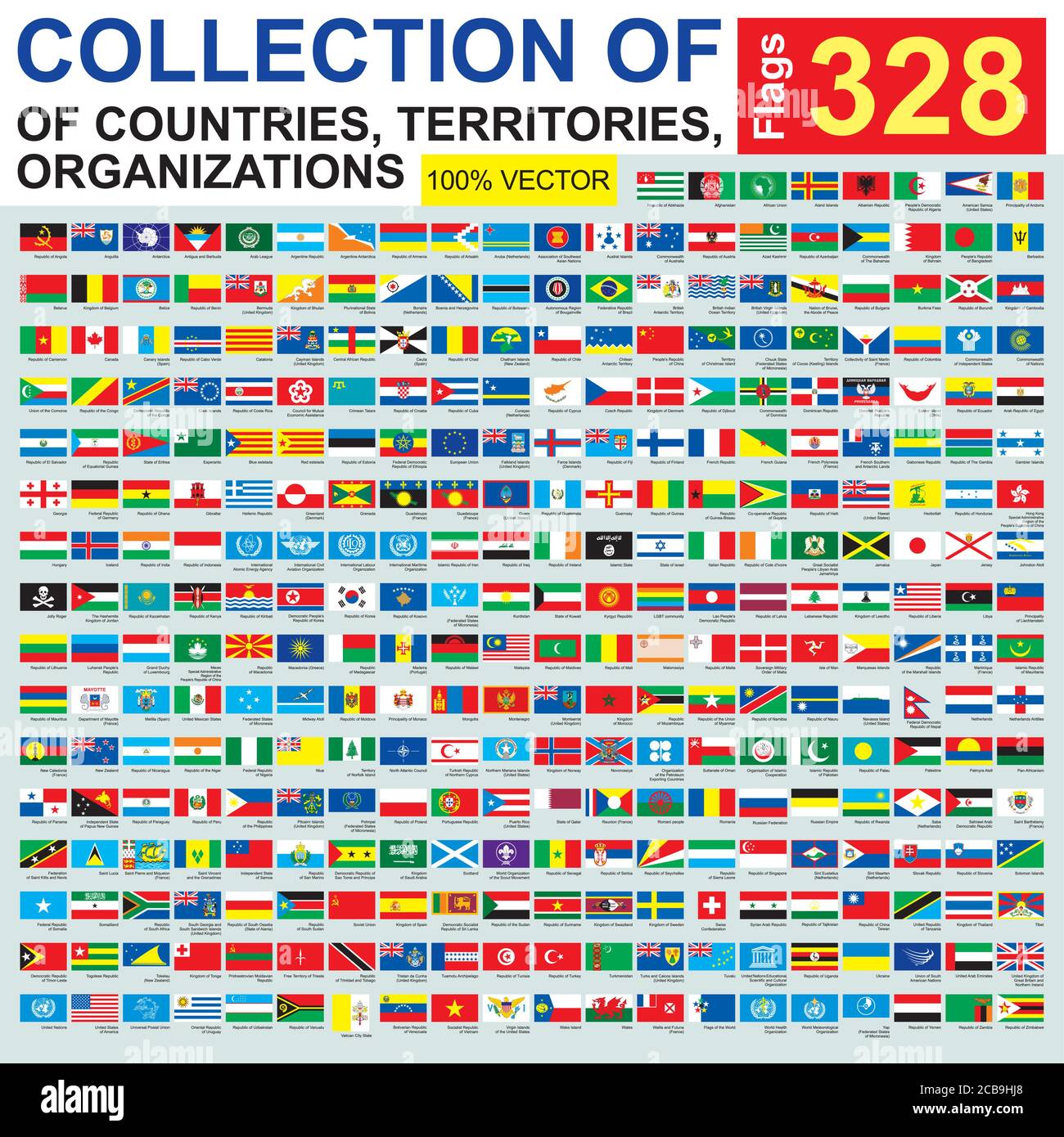 Flags, big collection, flags of all countries of the world, territory