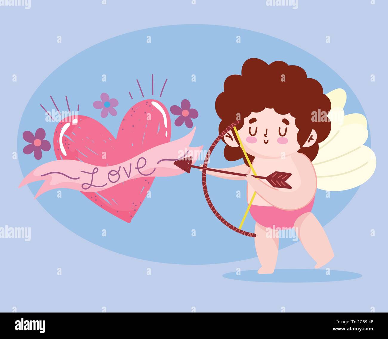 love cute cupid with arrow romantic heart cartoon icon vector ...