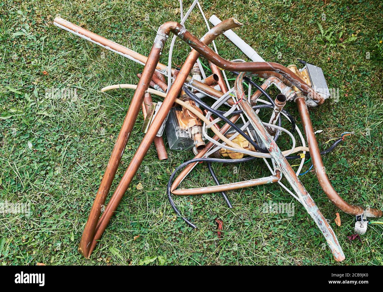 Disused copper water pipes Stock Photo Alamy