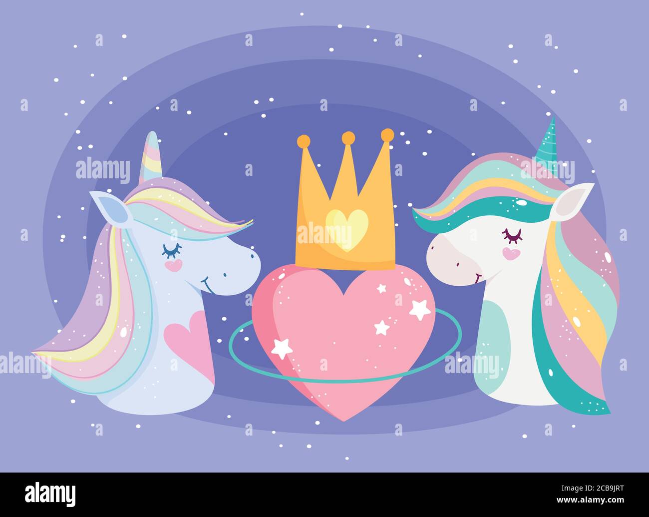 little unicorns rainbow mane with crown and heart love lovely cartoon