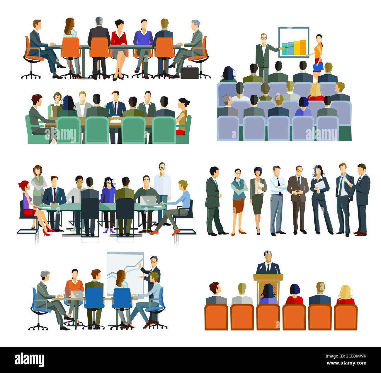 Presenting, lecture, collaboration, training course Stock Vector