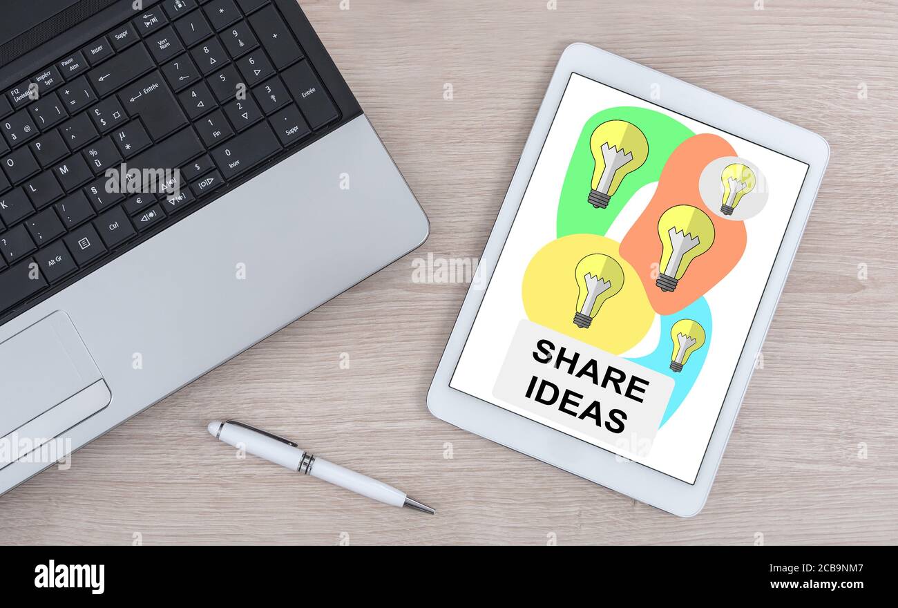 Share ideas concept shown on a digital tablet Stock Photo