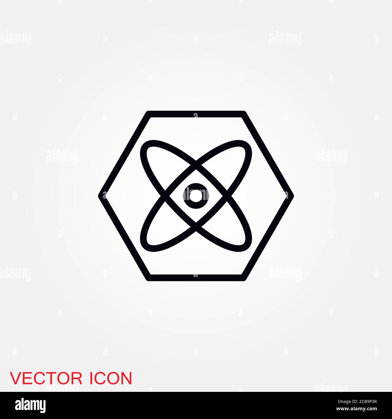 Atom icon, black science fiction atom icon Stock Vector