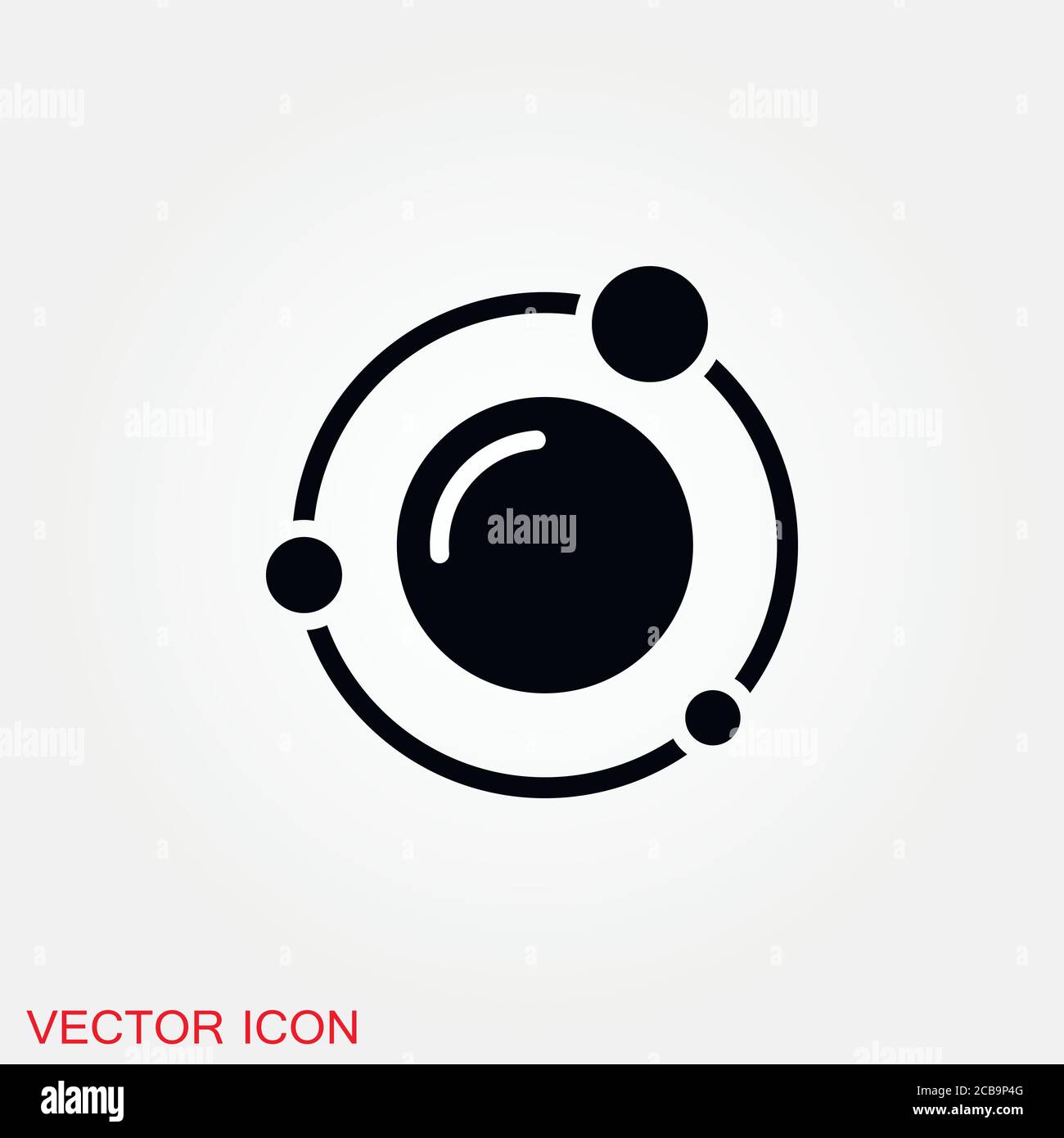 Atom icon, black science fiction atom icon Stock Vector