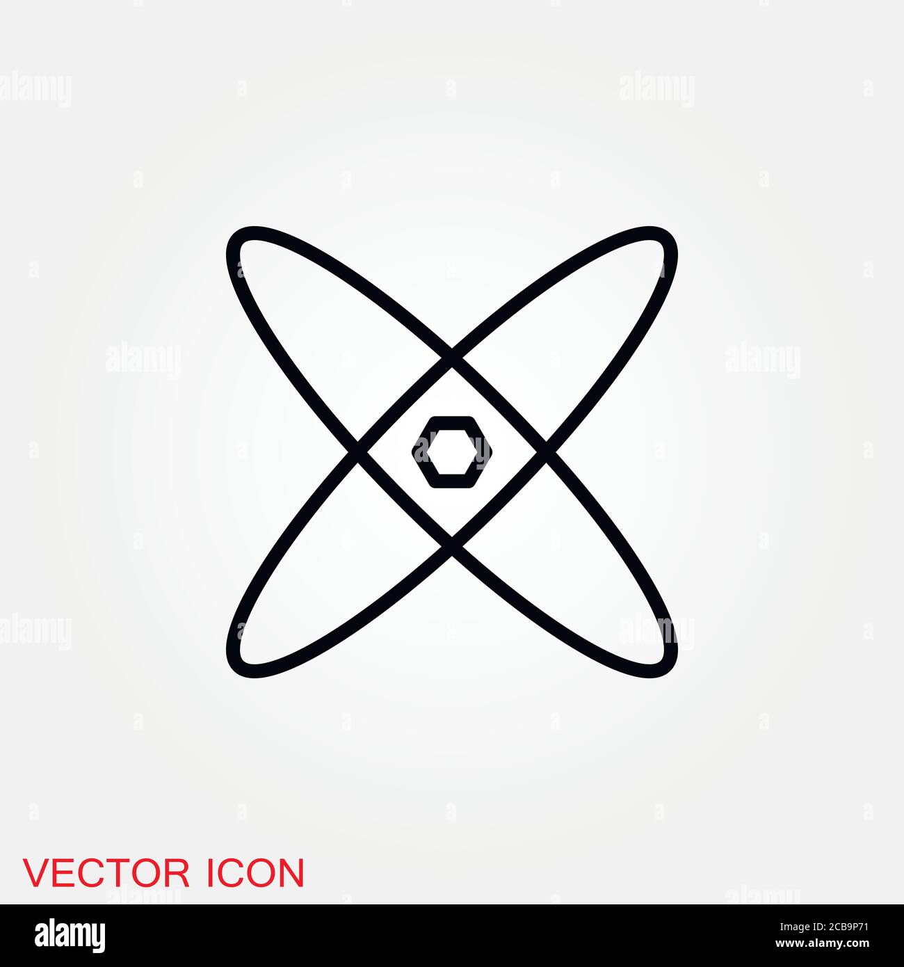 Atom icon, black science fiction atom icon Stock Vector