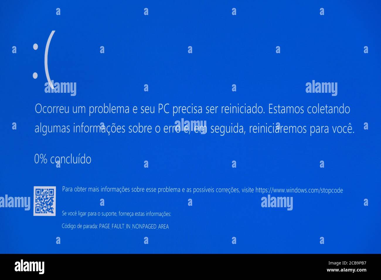 Fuji City, Shizuoka Prefecture, Japan - March 15, 2020: Blue Screen of Death (BSoD) - Windows 10 operating system problem message. Stock Photo