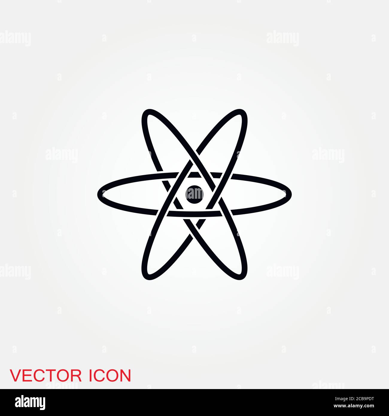 Atom icon, black science fiction atom icon Stock Vector