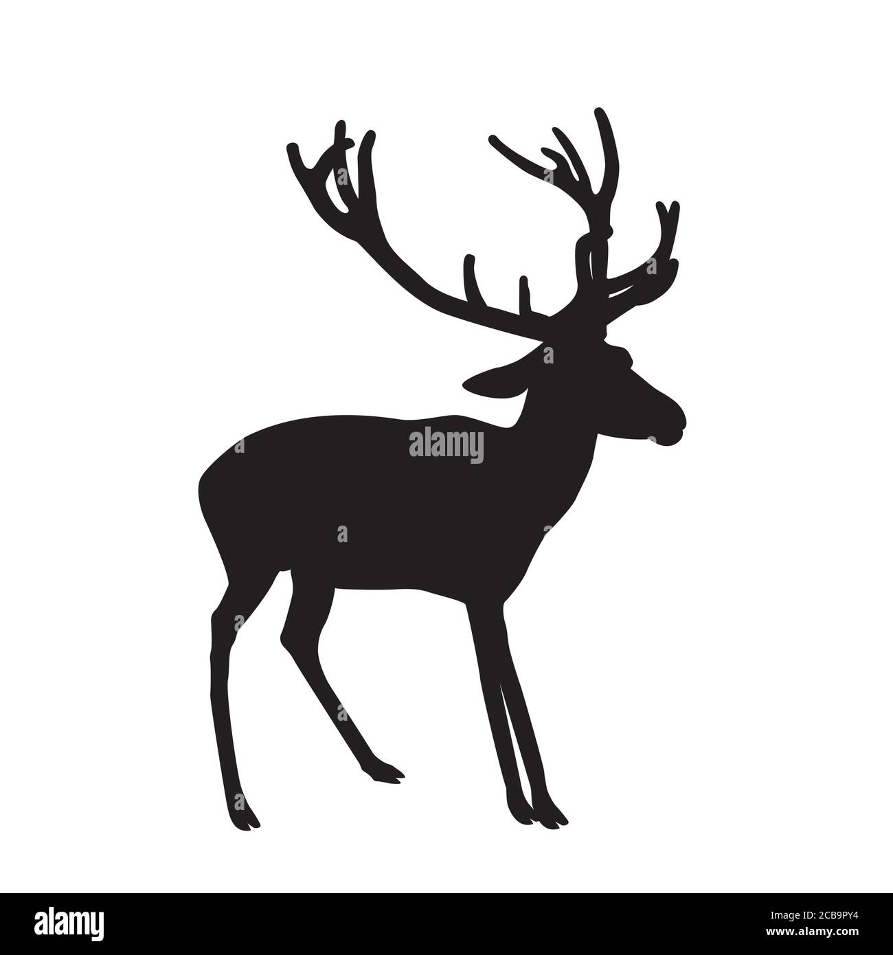 Silhouette of a forest deer. New year's helper of Santa Claus.Vector Illustration Stock Vector