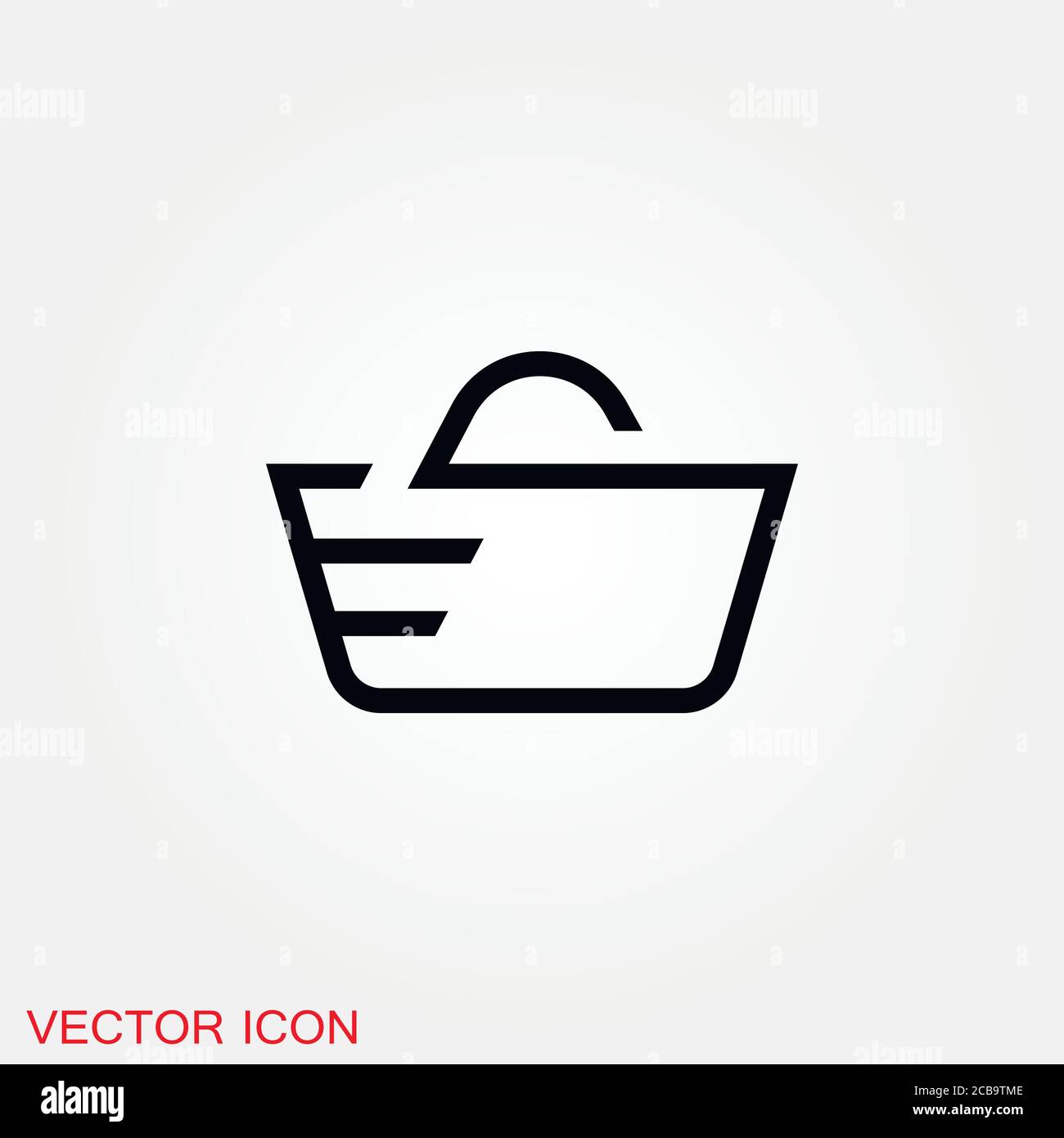 Basket icon, plate with spoon BBQ. Vector sign Stock Vector