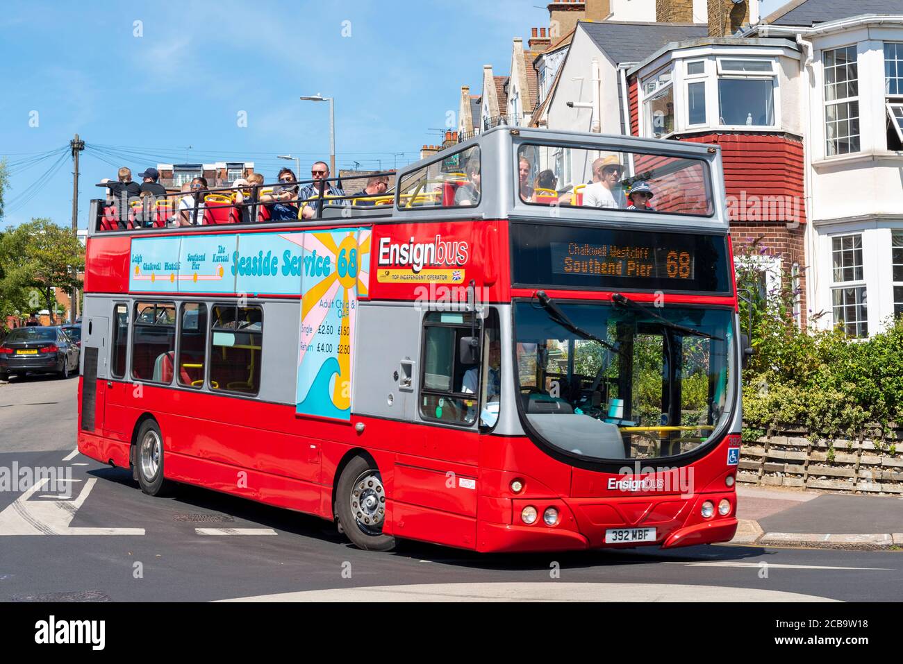 Route 68 ‘Seaside Service’ open top bus service on Grand Parade, Leigh